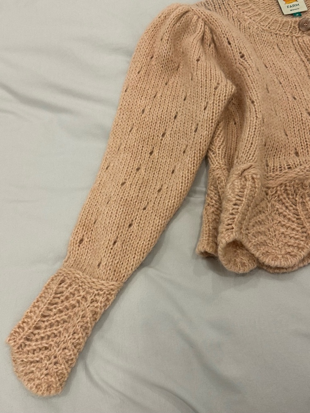 FARM RIO Sand Ruffle Knit Cardigan New Without Tags - Picture 7 of 7